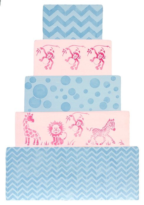 Designer Stencils C786 Chevron Cake Side Stencil, Beige/Semi-Transparent N2