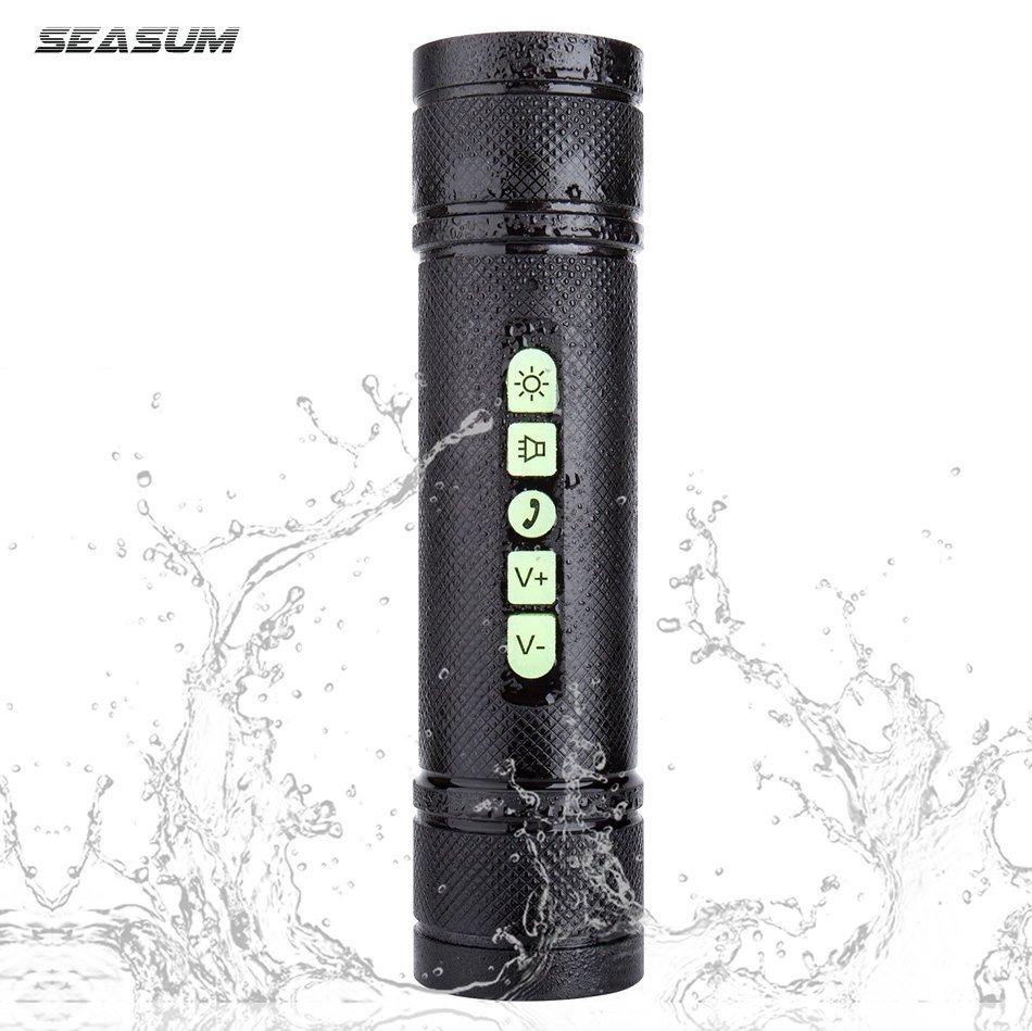 Bicycle bluetooth speakers - wireless speaker with led flashlight and 5200mAh power bank by SEASUM - waterproof... N5