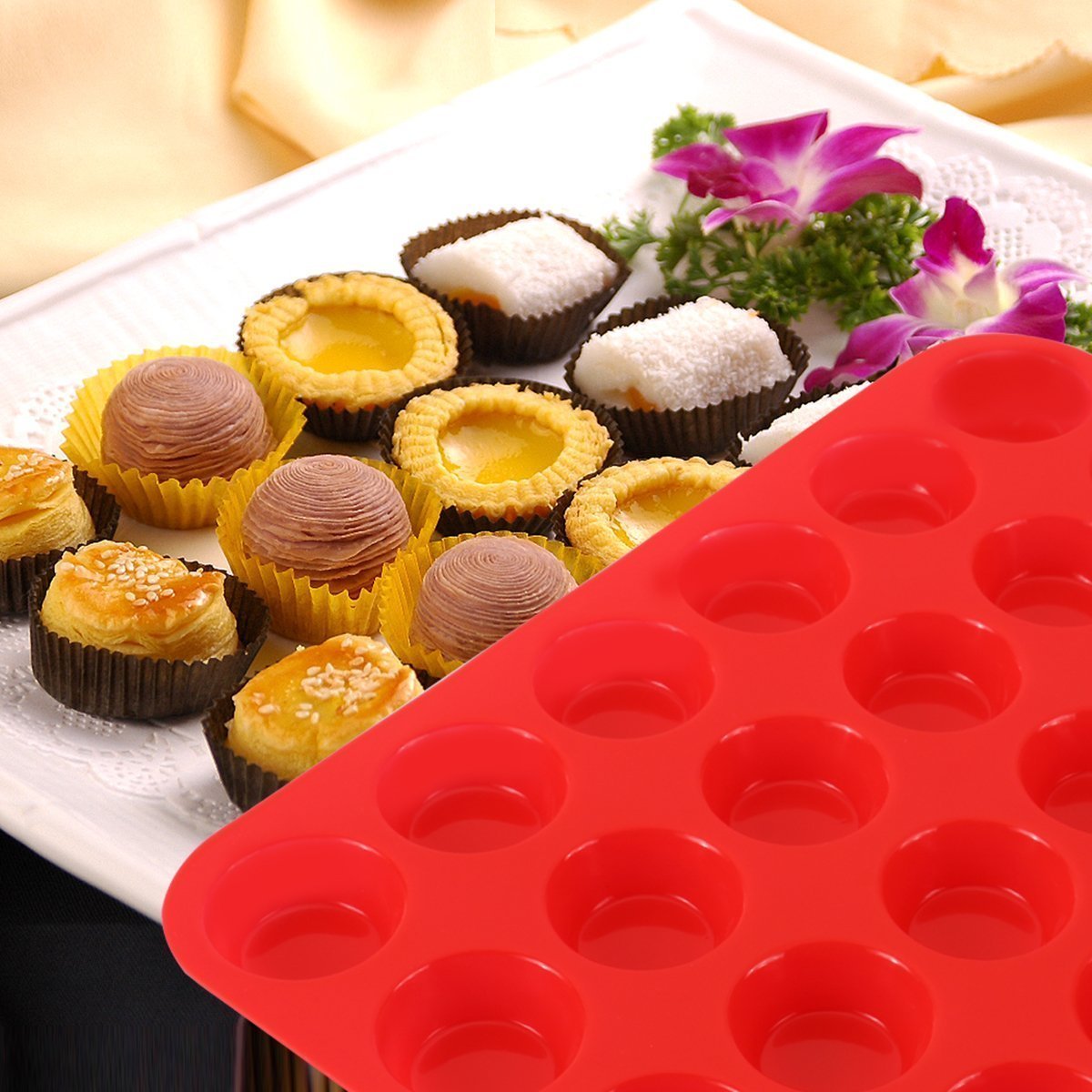 Set of 2 Silicone Cake Molds,iHOVEN Portable Mould Silicone Mini Muffin
