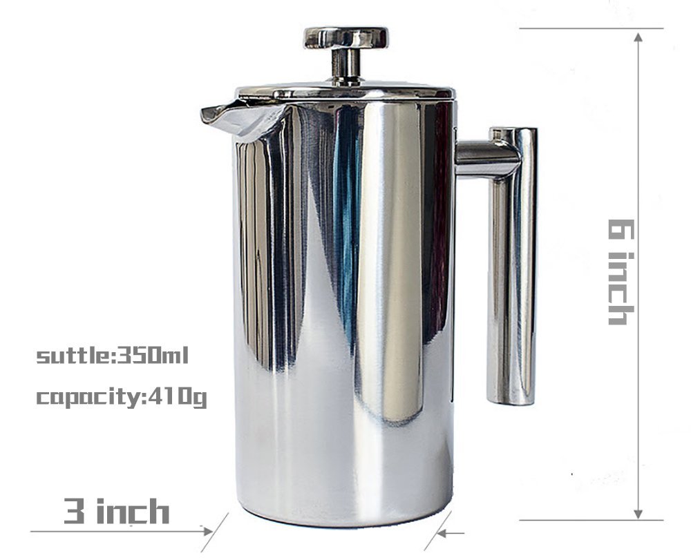 DGQ Double Wall Stainless Steel French Coffee Press, 350ML N5 free