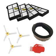Yikebo(TM) 1 Rubber Bumper &amp; 4 x HEPA Filter &amp; 3 x 3-armed side brush &amp; Cleaning Tool for iRobot Roomba 800 series...