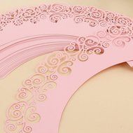 24pcs Vine Filigree Fence Cupcake Wrappers Wrap Cases 4 Wedding Birthday Christmas Xmas Party Pink
