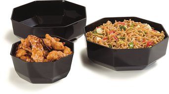 Carlisle 888603 Acrylic Octagon Bowl, 1.4 qt. Capacity, 7.13 x 2.87", Black (Case of 4)