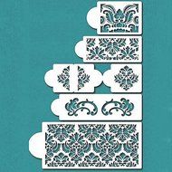 Y&amp;XL&amp;H Damask Cake Stencil Set, Cake Border Stencils Set,Cake Side Design Stencil, N4