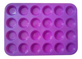 Mini Muffin Pan, 24 Cup Baking Mold Shapes, Non-stick Premium Food Grade Silicone for Small Cupcakes Muffins and...