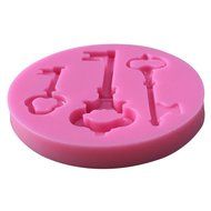 FLY Retro Key Shape 3D Fondant Silicone Cake Mold Cake Decorating,Pink N4