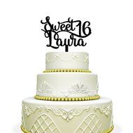 Personalized Sweet 16 Cake Topper For Birthday Black N3