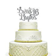 Personalized Sweet 16 Cake Topper For Birthday Black N4