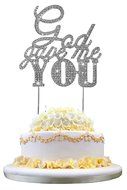 Tinksky Wedding Cake Topper God Gave Me You Sparkle Rhinestone Cake Decoration in Silver