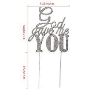 Tinksky Wedding Cake Topper God Gave Me You Sparkle Rhinestone Cake Decoration in Silver N2