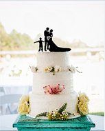 Anniversary Wedding Cake Toppers Bride and Groom Flowers with a Boy Wedding Cake Decorations