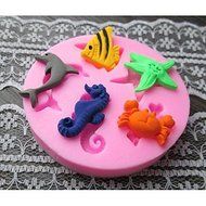 Y&amp;XL&amp;H Fish Dolphin Crab Baking Fondant Cake Choclate Candy Mold,L6cmW6cmH0.9cm