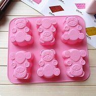 Sher 6 Hole Fat Bear Shape Cake Mold Ice Jelly Chocolate Mold
