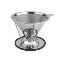 Uten Reusable Stainless Steel Pour Over Coffee Brewer Dripper Filter Cone with Double Layer Fine Mesh (2 cup) N9