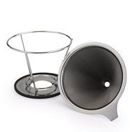Uten Reusable Stainless Steel Pour Over Coffee Brewer Dripper Filter Cone with Double Layer Fine Mesh (2 cup) N11