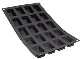 De Buyer 1963.03 Moul ' Flex Silicone Baking Mould - 20 Rectangular Savarin Cakes, Black
