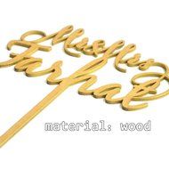Personalized with YOUR First Names Design, Wedding Cake Topper, Wooden Cake Topper,Mr and Mrs cake topper Unique... N3