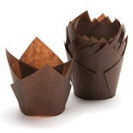 Brown Tulip Baking Cups-Cupcake and Muffin Liners -Pack of 50/ 100% Food and Oven Safe/ Dimensions: Base: 2"D,... N3