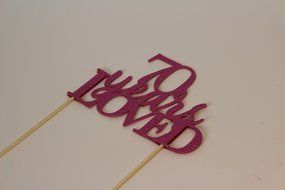 All About Details Pink 70-Years-Loved Cake Topper N2