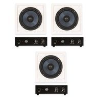 Blue Octave BDW8 In Wall 8" Passive Subwoofer Speakers Home Theater 3 Sub and 3 Amp Set
