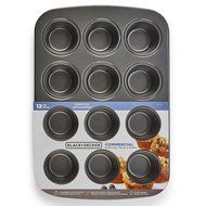 BLACK+DECKER 83391 Commercial Nonstick 12 Cup Muffin Pan, Gray N3