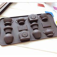 Y&amp;XL&amp;H Fashion 12 Holes Tea Cup Clock Teapot Diy Silicone Cake Mold Ice Chocolate Decorating Mould Kitchen Cooking...