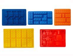 iNeibo Kitchen For Building Bricks Lovers - Value Set Of 5 Silicone Molds - For Ice Cube, Chocolate, Candy, Soap...