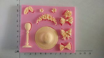 Wocuz W0709 Silicone Bows and Hat Shape Fondant Mold Candy Making Mould for Cake Embossing Decoration N3