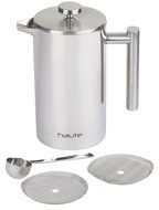 Haute Stainless Steel French Press Coffee Maker with Fill Lines, 2 Extra Filters and Coffee Scoop, 1L (Stainless...