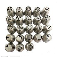 TANGCHU Russian Piping Tips 23PCS/SET Stainless Steel Large Size Icing Syringe Set DIY Coupler Nozzle