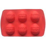 Funshowcase 6-Cavity Patterned Easter Eggs Chocolate Candy Silicone Mold 26.5x16.5x2.5cm, Medium