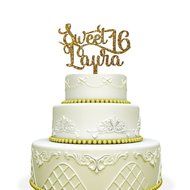 Personalized Sweet 16 Cake Topper For Birthday Black N5