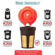 Brewooze 5127904 Reusable Carafe Pod Filter Reusable Cup for Keurig 2.0 K500, K400, K300, K200, Pack of 2, Gold N6