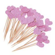 Whitelotous 40pcs Love Heart Cupcake Toppers Dessert Muffin Cupcake Toppers for Picnic Wedding Baby Shower Birthday... N3