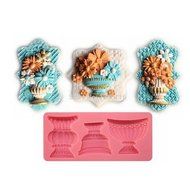 Y&amp;XL&amp;H Classic Flower Vase Shaped Fondant Cake Chocolate Silicone Mold,Cupcake Decoration Tools,L12.8cmW5.9cmH1.2cm