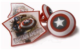 Captain America &quot;The First Avenger&quot; Cupcake Rings - 12ct