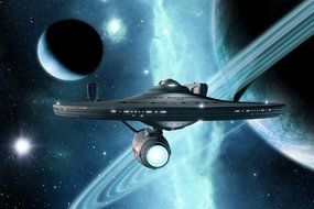 Star Trek USS Enterprise Edible Cake Topper Frosting 1/4 Sheet Birthday Party