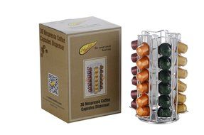 Meelio Metal Rotative Nespresso Coffee Pod Holder for 36 Nespresso Pods,Carousel Standing Storage Organizer,Silver... N8