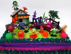 PAC-MAN 22 Piece Birthday CAKE Topper Set Featuring Random Pac-Man Figures and Decorative Themed Accessories,... N5