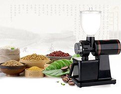Household Electric Coffee Grinder Automatic Coffee Bean Powder Grinding Machine 8Thickness Adjustment Stalls Black...