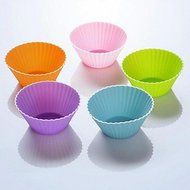 Sher 5PCS Bakeware Silicone Round Baking Molds Muffin Cup Color Random