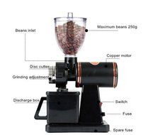 Household Electric Coffee Grinder Automatic Coffee Bean Powder Grinding Machine 8Thickness Adjustment Stalls Black... N2