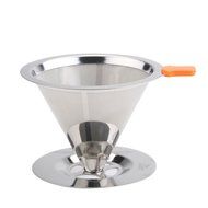 Uten Reusable Stainless Steel Pour Over Coffee Brewer Dripper Filter Cone with Double Layer Fine Mesh (2 cup) N12