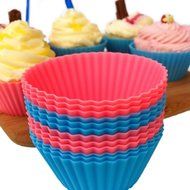 Silicone Baking Cup Molds - Pastel Baby Blue and Pink - By Siliconesky - !10 Recipe Ebook Included! Quality Silicone... N2