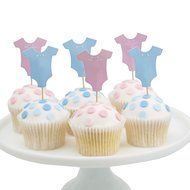 Ginger Ray LM-309 Little Lady Or Mini Mister Baby Shower &amp; Blue Baby Grow Cupcake Toppers, Pink N2
