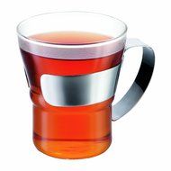 Bodum 4552-16 Assam 2 Piece Small Tea Glass with Steel Handle, 10 oz, Chrome N3