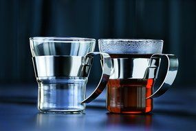 Bodum 4552-16 Assam 2 Piece Small Tea Glass with Steel Handle, 10 oz, Chrome N4