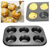 6 Holes Mini Cupcake Ovenware Metal Pan Nonstick Bakeware Mould N3