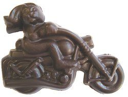 Chocolate Easter Bunny on a Motorcycle - Flat Style Milk Chocolate