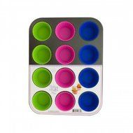 Muffin Baking Pan with Silicone Cups 12